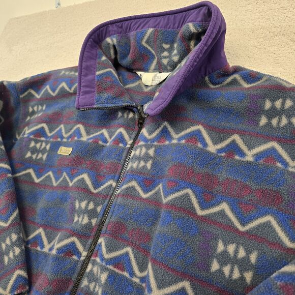 Vintage Columbia Jacket Mens XL Fleece Abstract Aztec Full Zip Made in USA - Picture 4 of 14